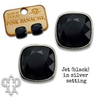 Austrian square crystal post earring, 12mm