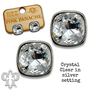 Austrian square crystal post earring, 12mm