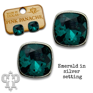 Austrian square crystal post earring, 12mm