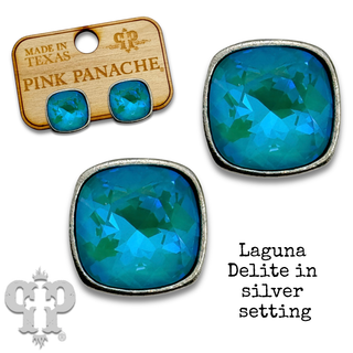 Austrian square crystal post earring, 12mm