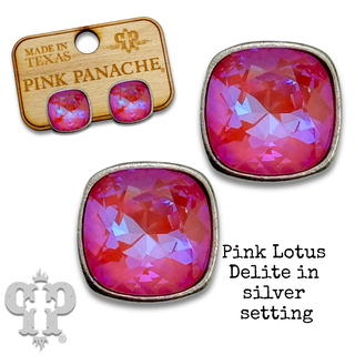 Austrian square crystal post earring, 12mm