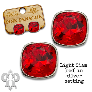 Austrian square crystal post earring, 12mm