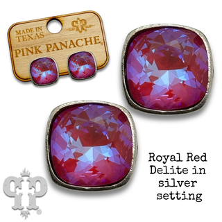 Austrian square crystal post earring, 12mm