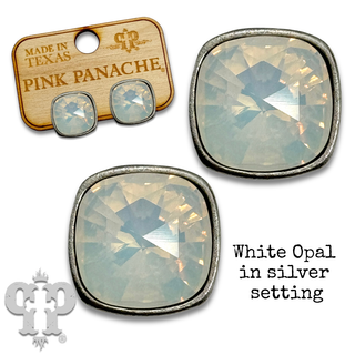 Austrian square crystal post earring, 12mm