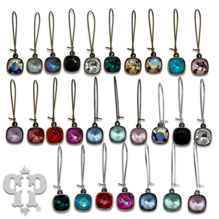 Square Austrian crystal on kidney wire earring, 10mm