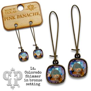 Square Austrian crystal on kidney wire earring, 10mm