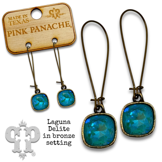 Square Austrian crystal on kidney wire earring, 10mm