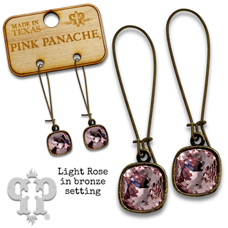 Square Austrian crystal on kidney wire earring, 10mm