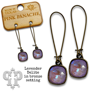 Square Austrian crystal on kidney wire earring, 10mm
