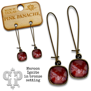 Square Austrian crystal on kidney wire earring, 10mm