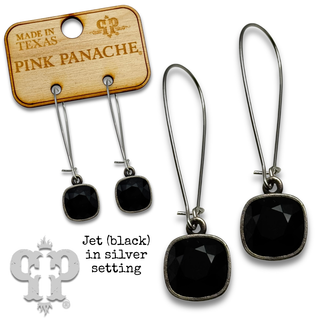 Square Austrian crystal on kidney wire earring, 10mm