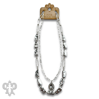 Acrylic stick pearl and crystal necklace
