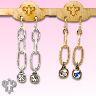 Chain link earring, Austrian crystal