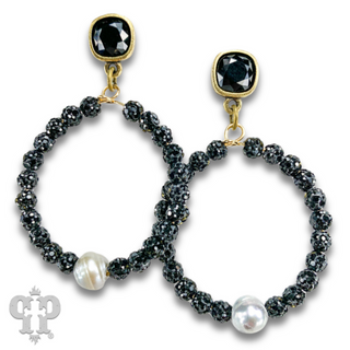 Pave rhinestone bead earring, Austrian crystal