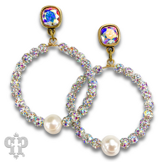 Pave rhinestone bead earring, Austrian crystal