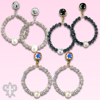 Pave rhinestone bead earring, Austrian crystal