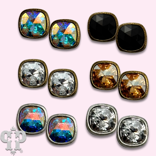 Square Austrian crystal post earring, 8mm