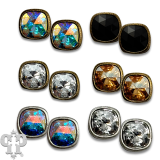 Square Austrian crystal post earring, 8mm