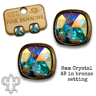 Square Austrian crystal post earring, 8mm