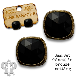 Square Austrian crystal post earring, 8mm