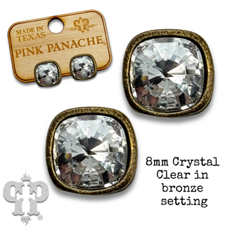 Square Austrian crystal post earring, 8mm