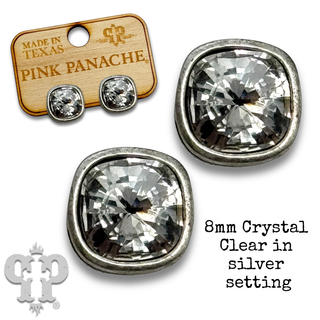 Square Austrian crystal post earring, 8mm