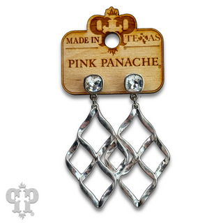 Waffle teardrop earring with Austrian crystal