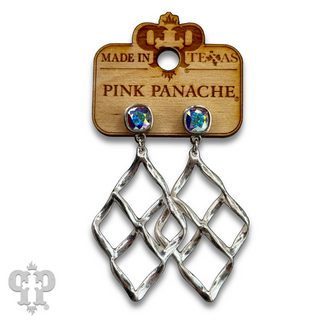 Waffle teardrop earring with Austrian crystal