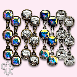 Triple Austrian crystal drop earring, 8mm