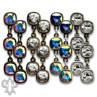 Triple Austrian crystal drop earring, 8mm