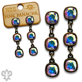 Triple Austrian crystal drop earring, 8mm