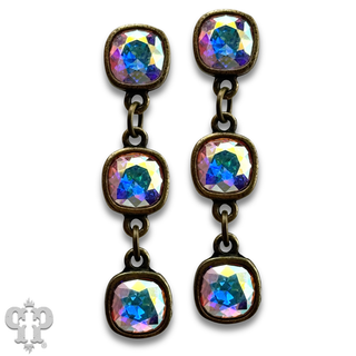 Triple Austrian crystal drop earring, 8mm