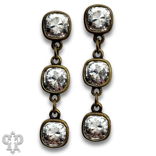 Triple Austrian crystal drop earring, 8mm