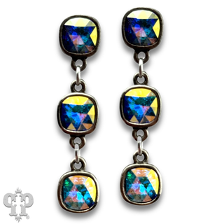 Triple Austrian crystal drop earring, 8mm