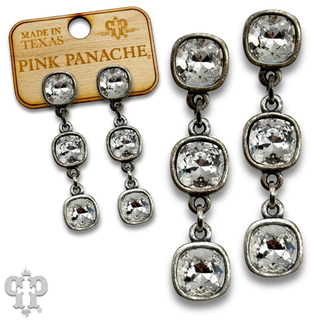 Triple Austrian crystal drop earring, 8mm