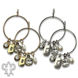 Circle charm earring, Austrian crystal