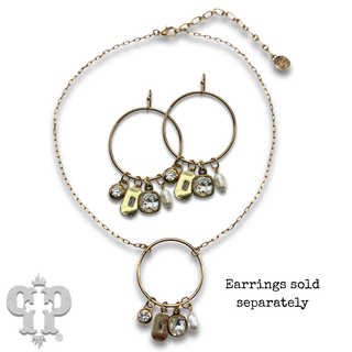 Circle charm necklace, Austrian crystal