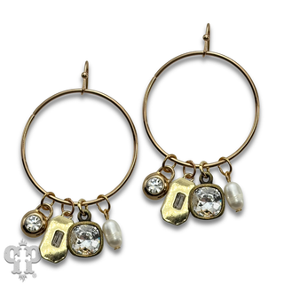 Circle charm earring, Austrian crystal
