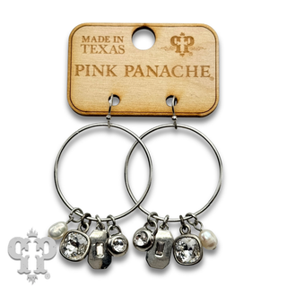 Circle charm earring, Austrian crystal