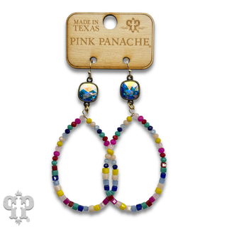 Multi-color beaded teardrop earring, Austrian crystal