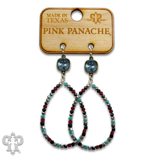 Multi-color beaded teardrop earring, Austrian crystal