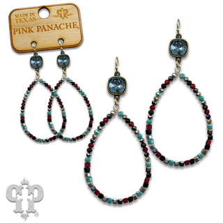 Multi-color beaded teardrop earring, Austrian crystal