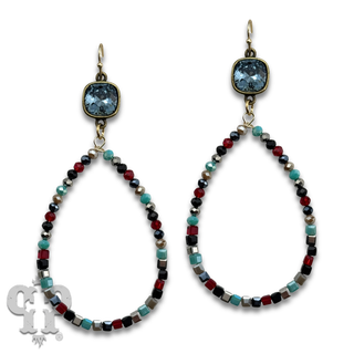Multi-color beaded teardrop earring, Austrian crystal