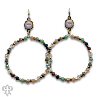 Multi-color bead circle earring, Austrian crystal