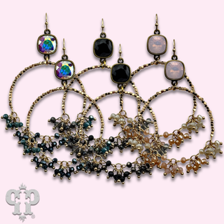 Cluster bead earring, Austrian crystal