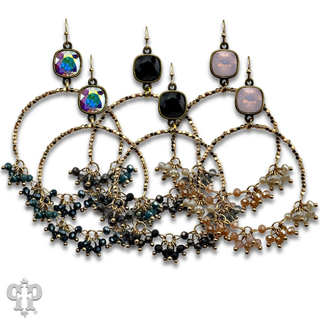 Cluster bead earring, Austrian crystal