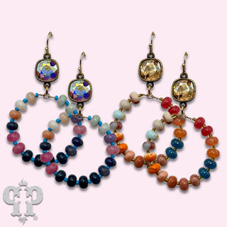 Multi-color stone earring, Austrian crystal