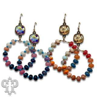 Multi-color stone earring, Austrian crystal