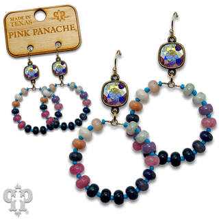 Multi-color stone earring, Austrian crystal