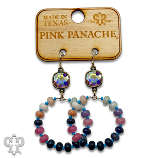Multi-color stone earring, Austrian crystal